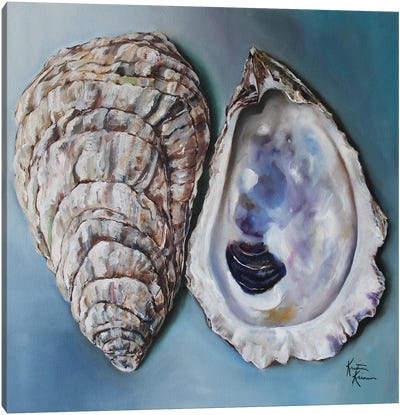 Oyster Shells Canvas Art Print - Seafood Art