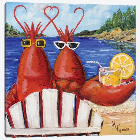 My Maine Squeeze Lobsters Canvas Print #KKN83} by Kristine Kainer Canvas Art Print
