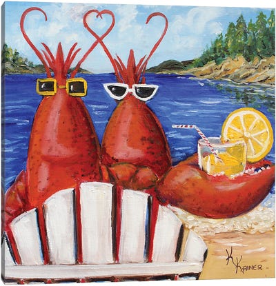 My Maine Squeeze Lobsters Canvas Art Print - Seafood Art