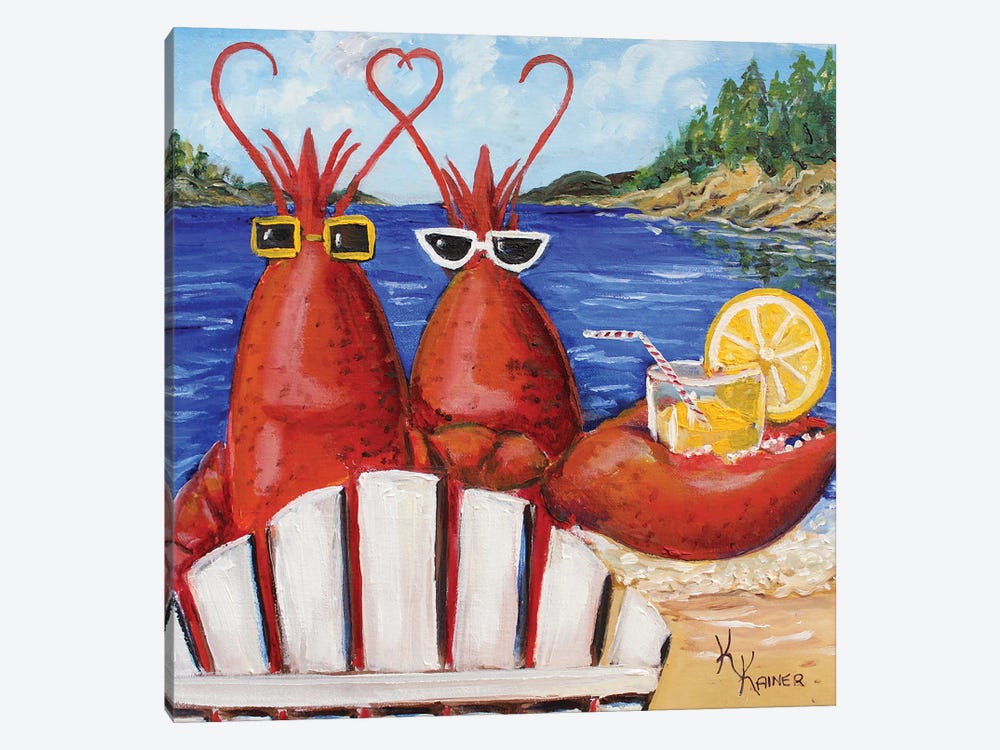 My Maine Squeeze Lobsters by Kristine Kainer 1-piece Canvas Print