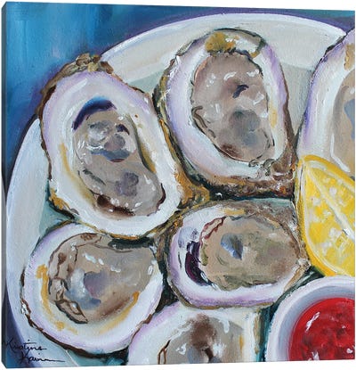 Oysters On The Half Shell Canvas Art Print - Oyster Art