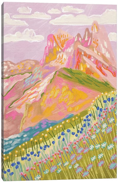 Colorful Mountain In Winter Canvas Art Print - Kartika Paramita
