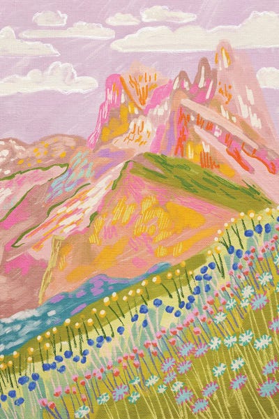 Patchwork Landscapes: Colorful Mountain In Winter by Kartika Paramita