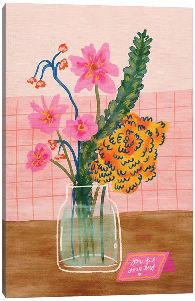 Flowers In A Vase Canvas Art Print - Kartika Paramita