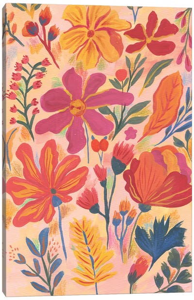 Funky Floral Canvas Art Print - Kartika Paramita