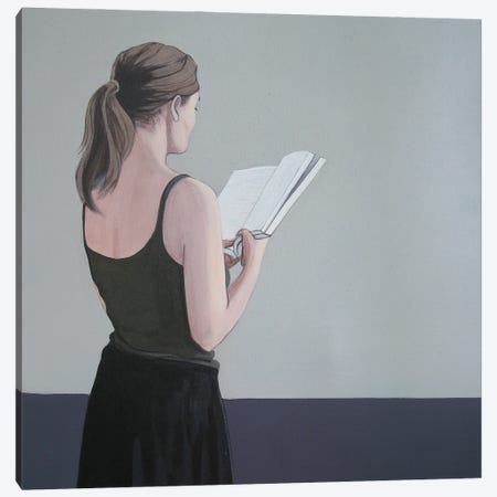 Girl Reading IV Canvas Print #KKR12} by Karoline Kroiss Canvas Artwork