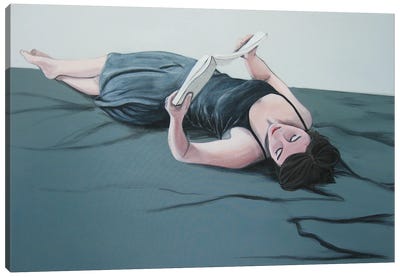 Girl Reading V Canvas Art Print - Karoline Kroiss