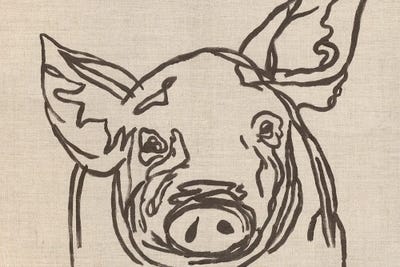 Farm Sketch Pig by Kathleen Bryan framed canvas print