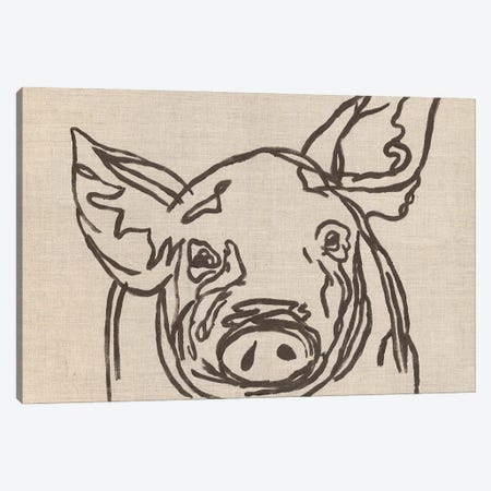 Farm Sketch Pig Canvas Print #KLB10} by Kathleen Bryan Canvas Art Print