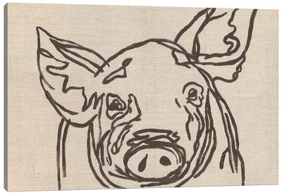 Farm Sketch Pig Canvas Art Print