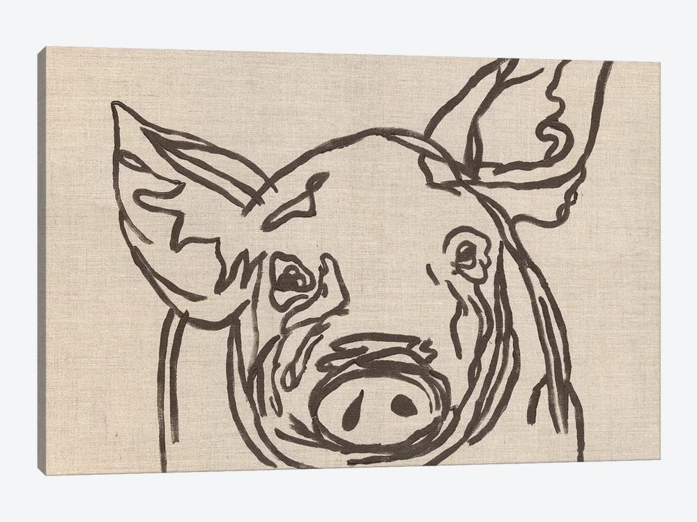 Farm Sketch Pig by Kathleen Bryan 1-piece Canvas Art Print