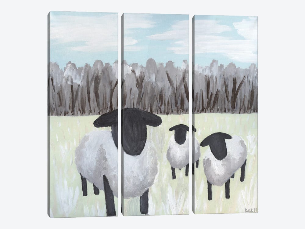 Paint Splotch Sheep by Kathleen Bryan 3-piece Canvas Print