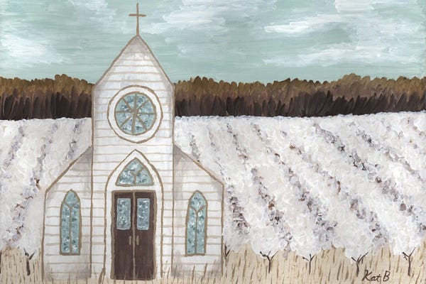 Sheep: Farm Sketch Church Landscape by Kathleen Bryan