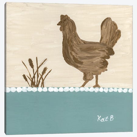 Out To Pasture I Brown Chicken Canvas Print #KLB19} by Kathleen Bryan Art Print