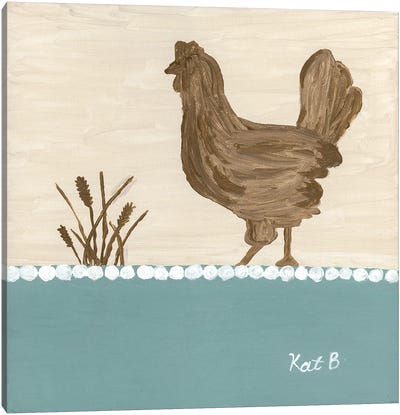 Out To Pasture I Brown Chicken Canvas Art Print