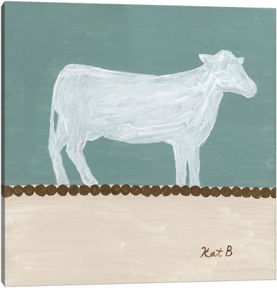 Out To Pasture V White Cow Canvas Art Print