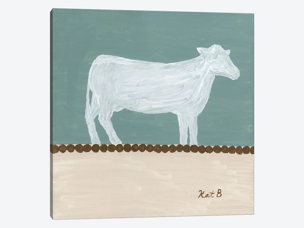 Out To Pasture V White Cow by Kathleen Bryan 1-piece Canvas Wall Art