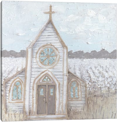 Farm Sketch Church Canvas Art Print