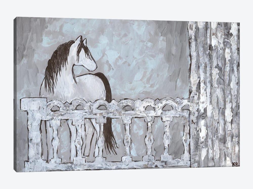 Farm Sketch Horse Stable by Kathleen Bryan 1-piece Canvas Art Print
