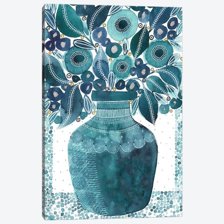 Blue Flower Vase Canvas Print #KLC14} by Kate Rebecca Leach Canvas Art Print