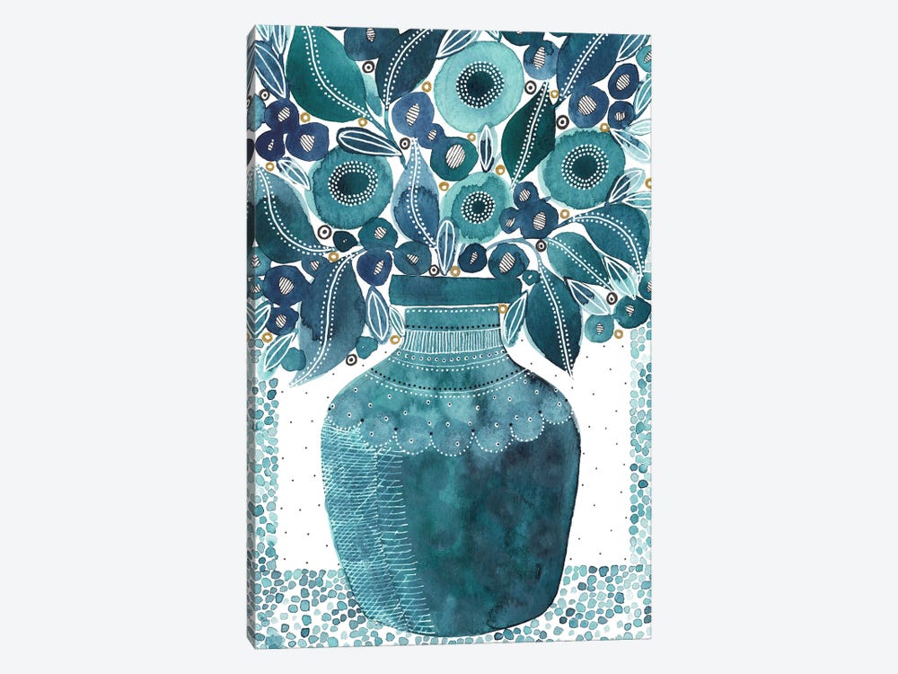 Blue Flower Vase by Kate Rebecca Leach 1-piece Canvas Wall Art