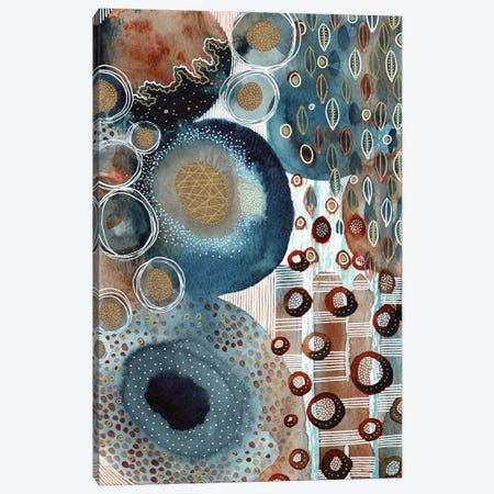 Blue, Brown And Gold Abstract Canvas Print #KLC15} by Kate Rebecca Leach Art Print