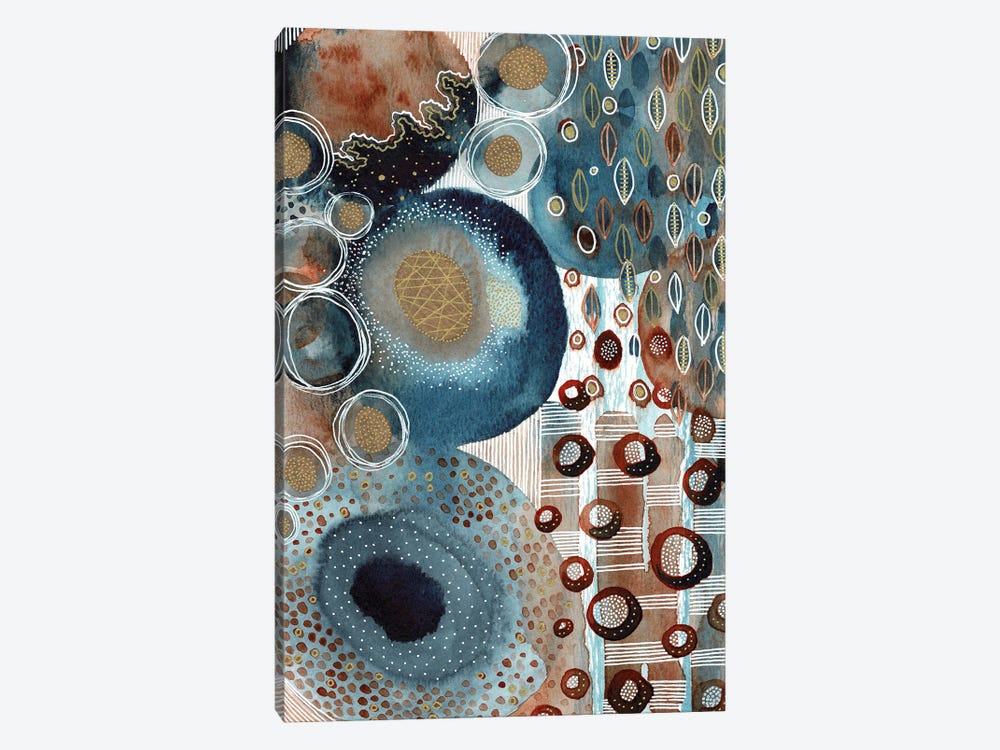 Blue, Brown And Gold Abstract by Kate Rebecca Leach 1-piece Canvas Art Print