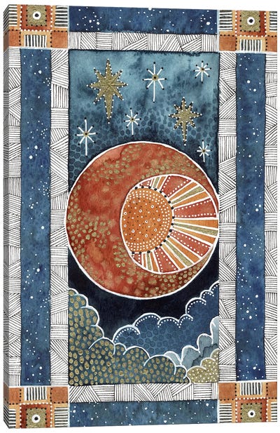 Celestrial Sky Canvas Art Print - Sun and Moon Art Collection | Sun Moon Paintings & Wall Decor