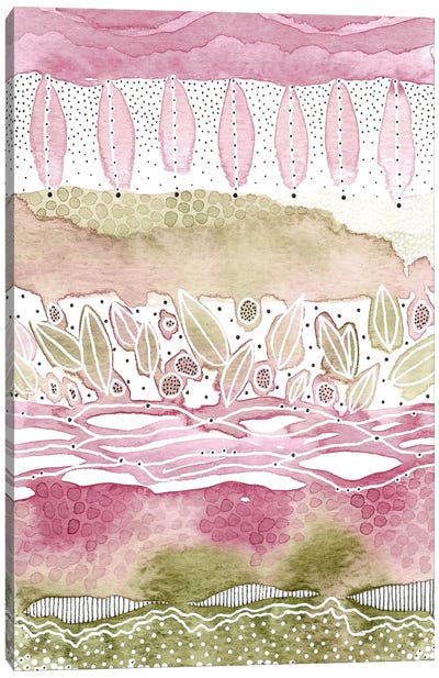 Cherry Blossom Stripe Canvas Art Print - Kate Rebecca Leach