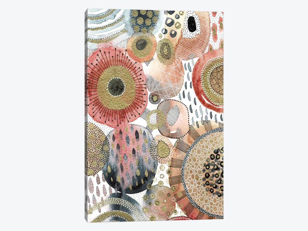 Amber And Gold Circles by Kate Rebecca Leach 1-piece Canvas Wall Art