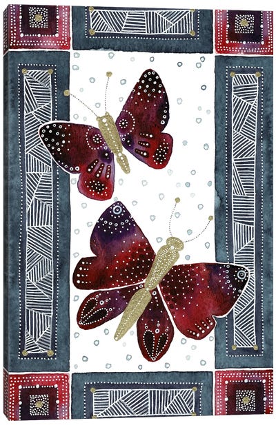 Deco Butterflies Canvas Art Print - Kate Rebecca Leach