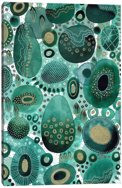 Emerald And Gold Abstract Canvas Art Print - Kate Rebecca Leach