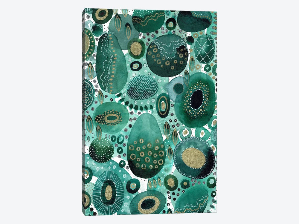 Emerald And Gold Abstract by Kate Rebecca Leach 1-piece Canvas Wall Art
