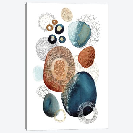 Copper And Blue Pebbles Canvas Print #KLC26} by Kate Rebecca Leach Canvas Wall Art