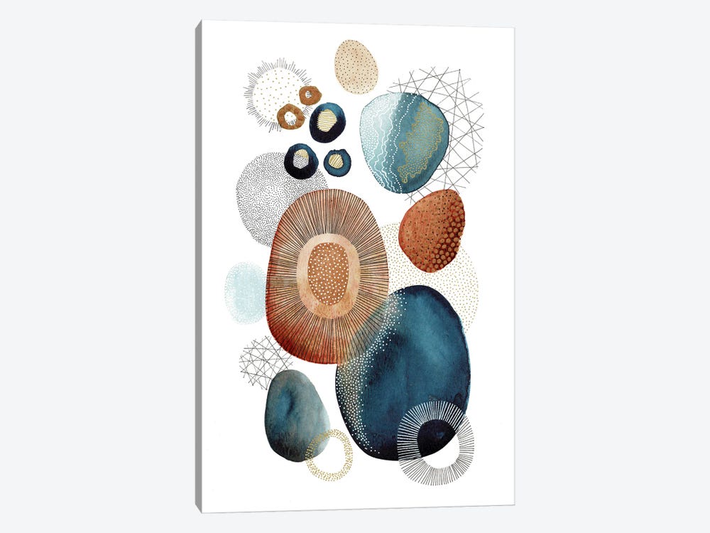 Copper And Blue Pebbles by Kate Rebecca Leach 1-piece Art Print