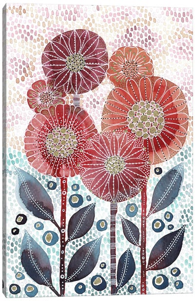 Flower Field Canvas Art Print - Folk Art