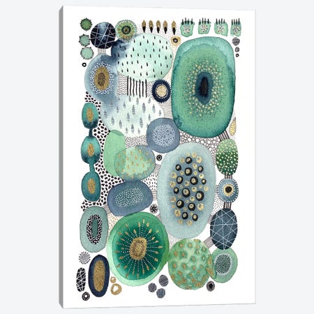 Green And Gold Abstract Canvas Print #KLC33} by Kate Rebecca Leach Canvas Artwork