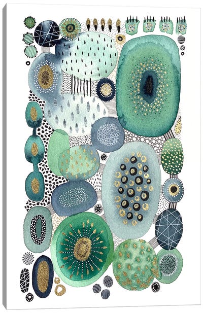 Green And Gold Abstract Canvas Art Print - Kate Rebecca Leach