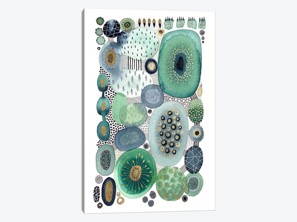 Green And Gold Abstract by Kate Rebecca Leach 1-piece Canvas Art Print