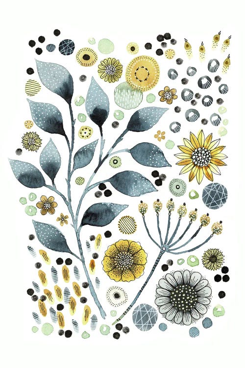 Grey And Mustard Flowers