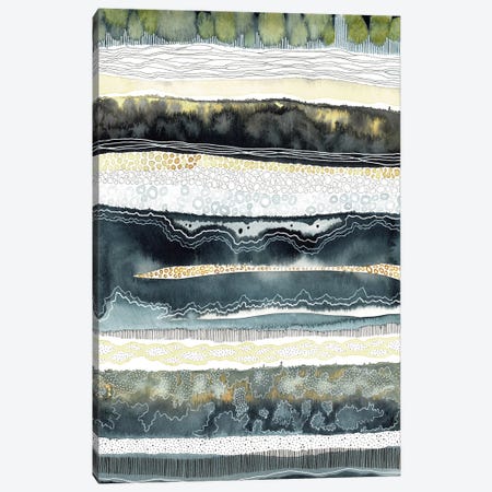 Grey, Blue And Yellow Stripe Canvas Print #KLC36} by Kate Rebecca Leach Art Print