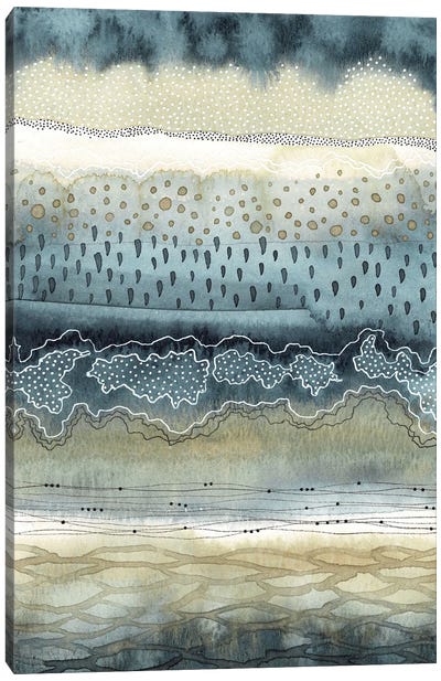 Mint And Navy Stripe Canvas Art Print - Kate Rebecca Leach