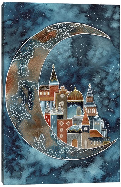 Moonbeam Village Canvas Art Print - Kate Rebecca Leach