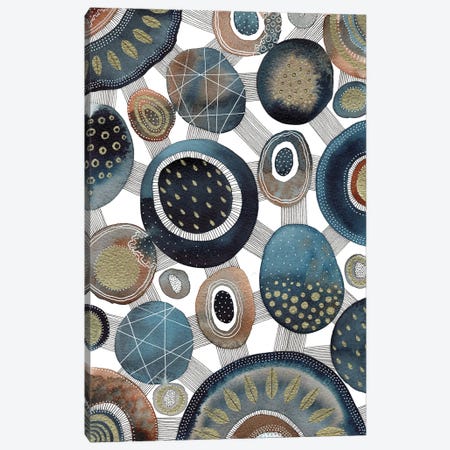 Navy, Gold And Brown Abstract Canvas Print #KLC53} by Kate Rebecca Leach Canvas Artwork