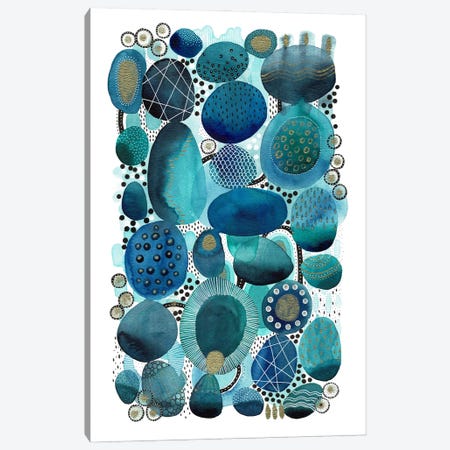 Aqua Puddles Abstract Canvas Print #KLC5} by Kate Rebecca Leach Canvas Art