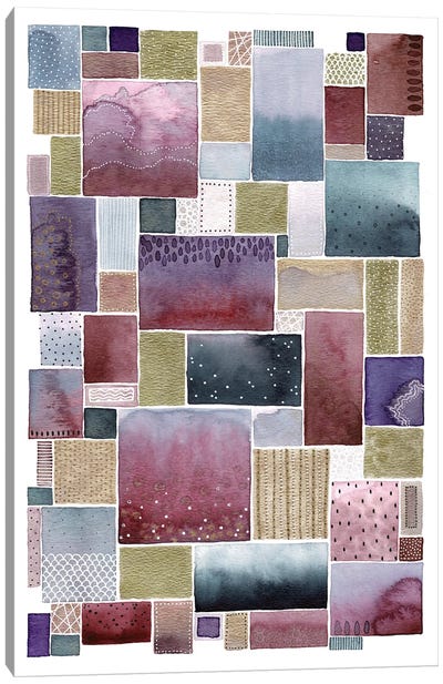 Purple Squares Canvas Art Print - Kate Rebecca Leach