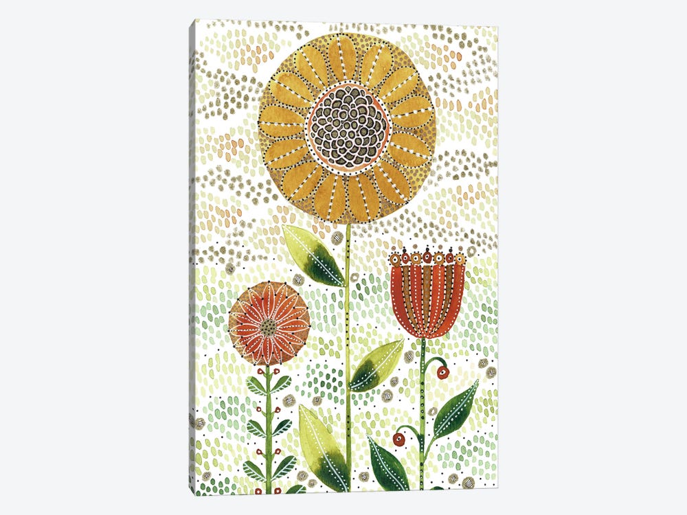 Retro Sunflowers by Kate Rebecca Leach 1-piece Canvas Art Print