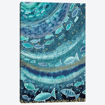 Underwater Fish Shoal Canvas Print #KLC83} by Kate Rebecca Leach Art Print