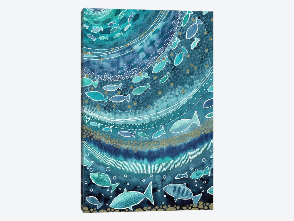 Underwater Fish Shoal by Kate Rebecca Leach 1-piece Canvas Wall Art