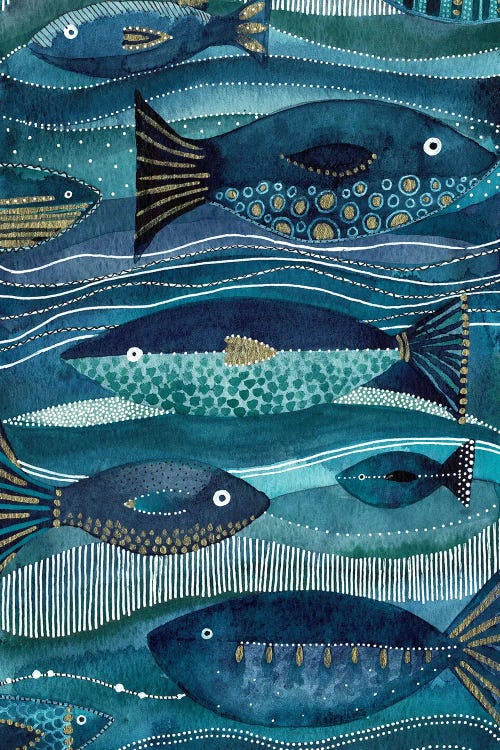 Underwater Fish Stripe by Kate Rebecca Leach wall art